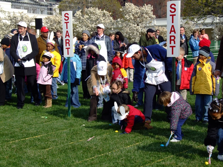 Children participate in the Egg Roll