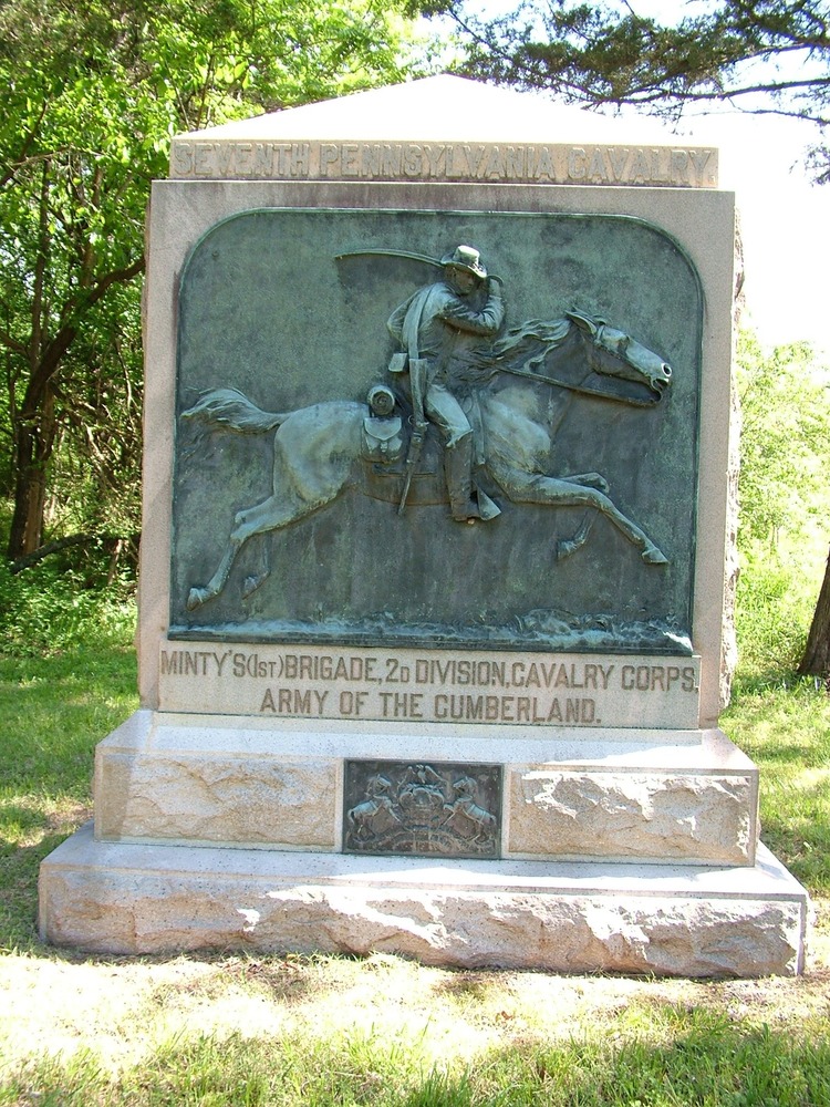 Monument in honor of the Seventh Pennsylvania Cavalry, Minty's Brigade, Army of the Cumberland.