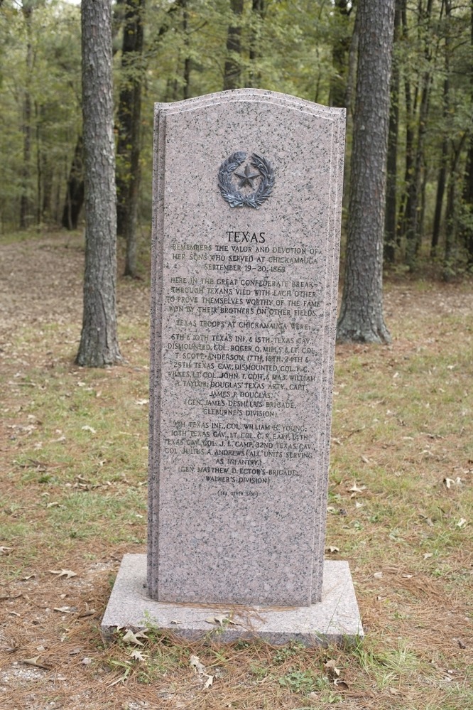 Monument erected by the State of Texas in honor of soldiers who fought in the Battle of Chickamauga.