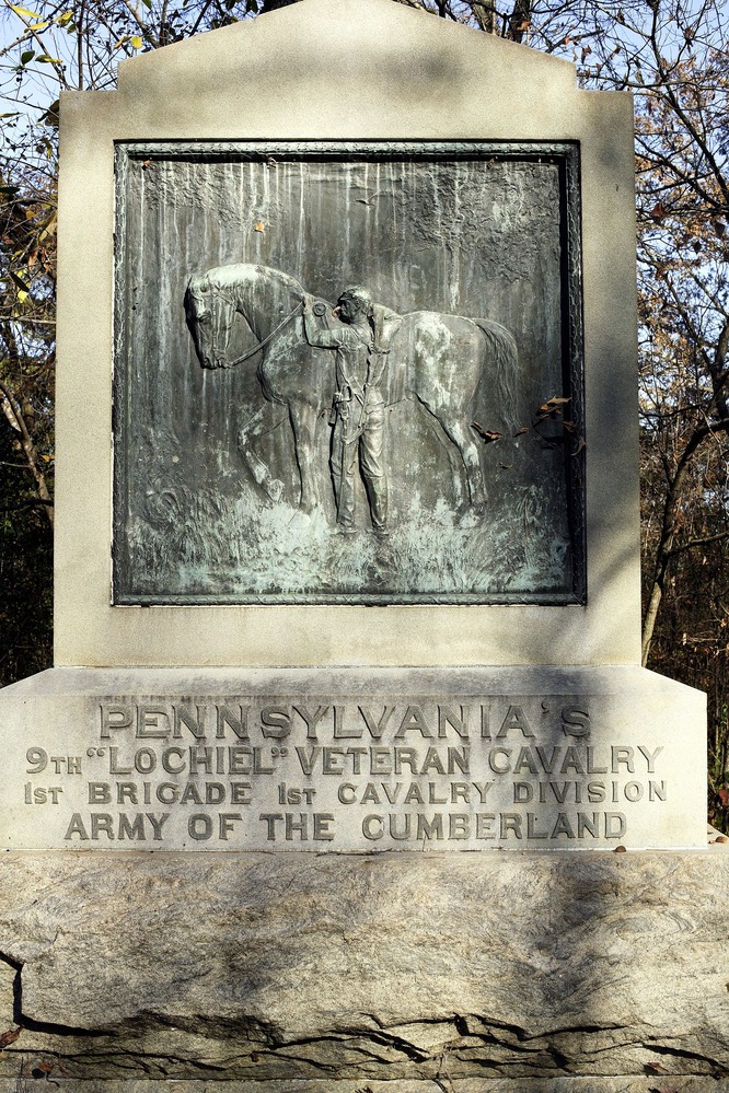 Monument in honor of the 9th Pennsylvania Veteran Cavalry located on Wilder Road.