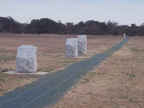 Stones marking the flights taken by the Wright brothers on December 17, 1903