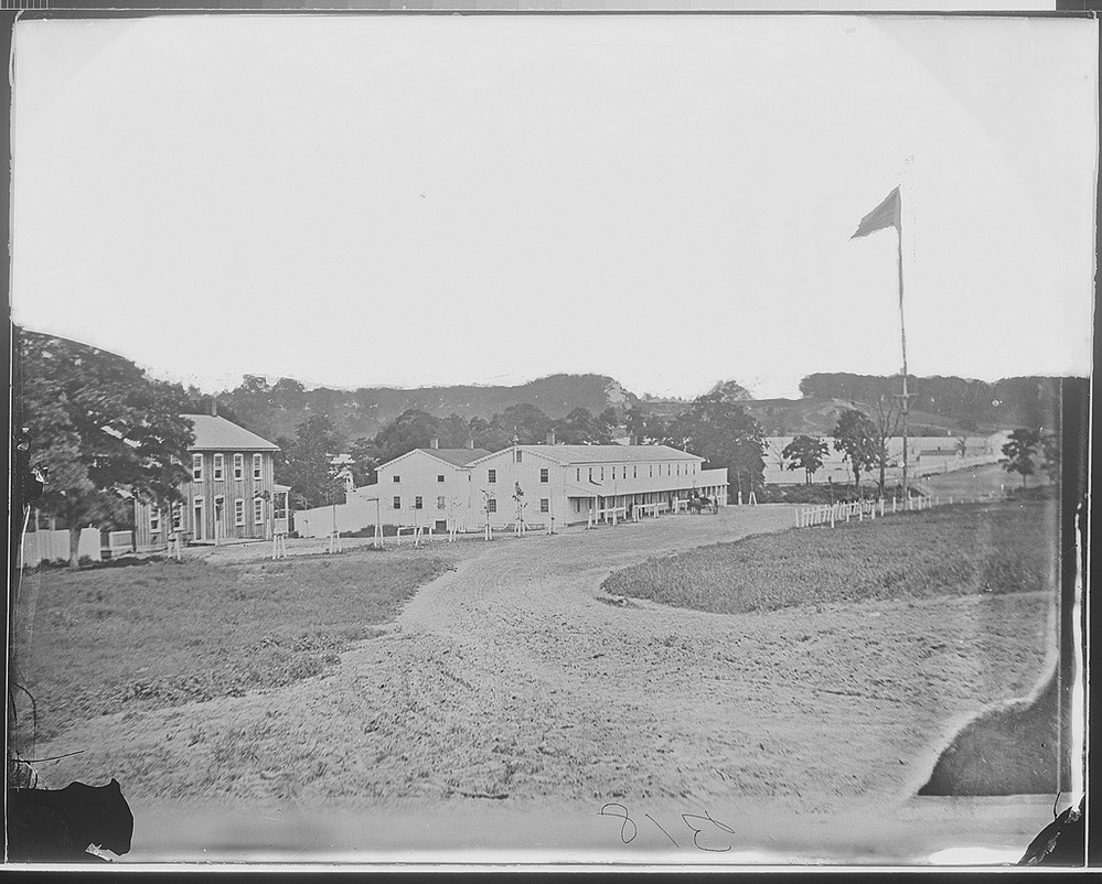 During the Civil War Giesboro point and the surrounding land (Shepherd Parkway) was used by the Union army for fortifications, military roads, and (as seen below) headquaters for a calvery depot.