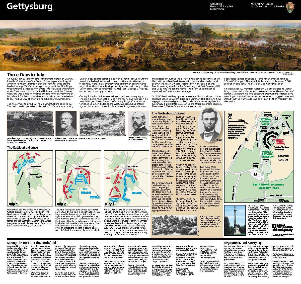 Battlefield and History Brochure Map NEW NPS Gettysburg National Park Service 