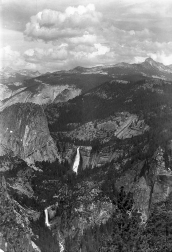 Falls with High Sierra from Glacier Point.