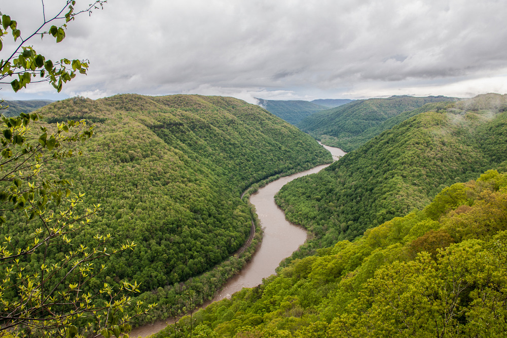 river and gorge view with clouds
