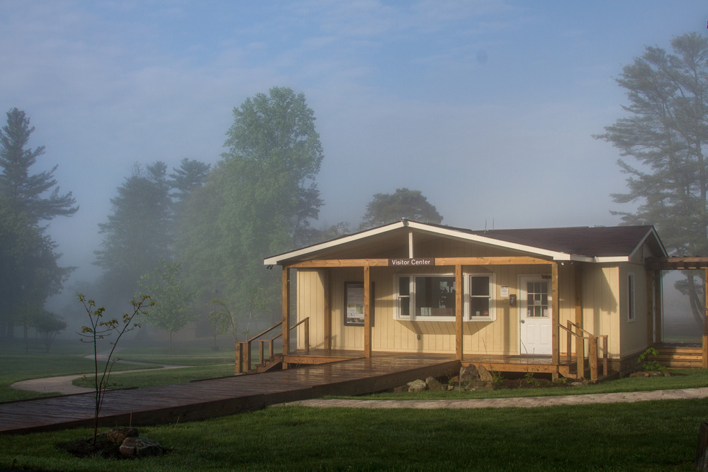 fog lifting around visitor center