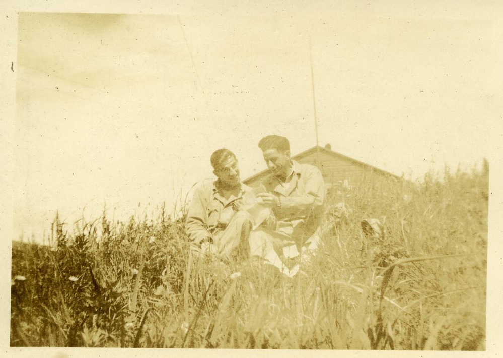 Two men in a field