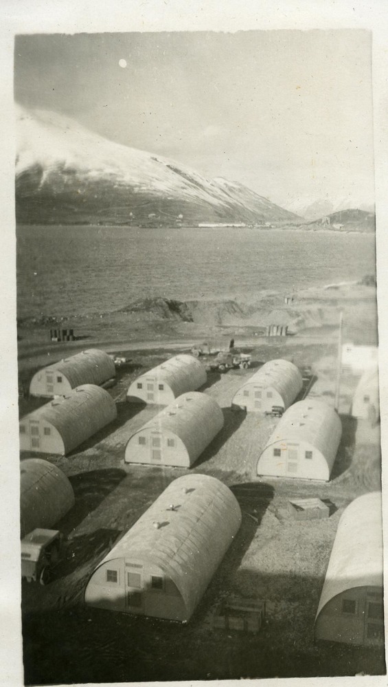 View down to quonset huts