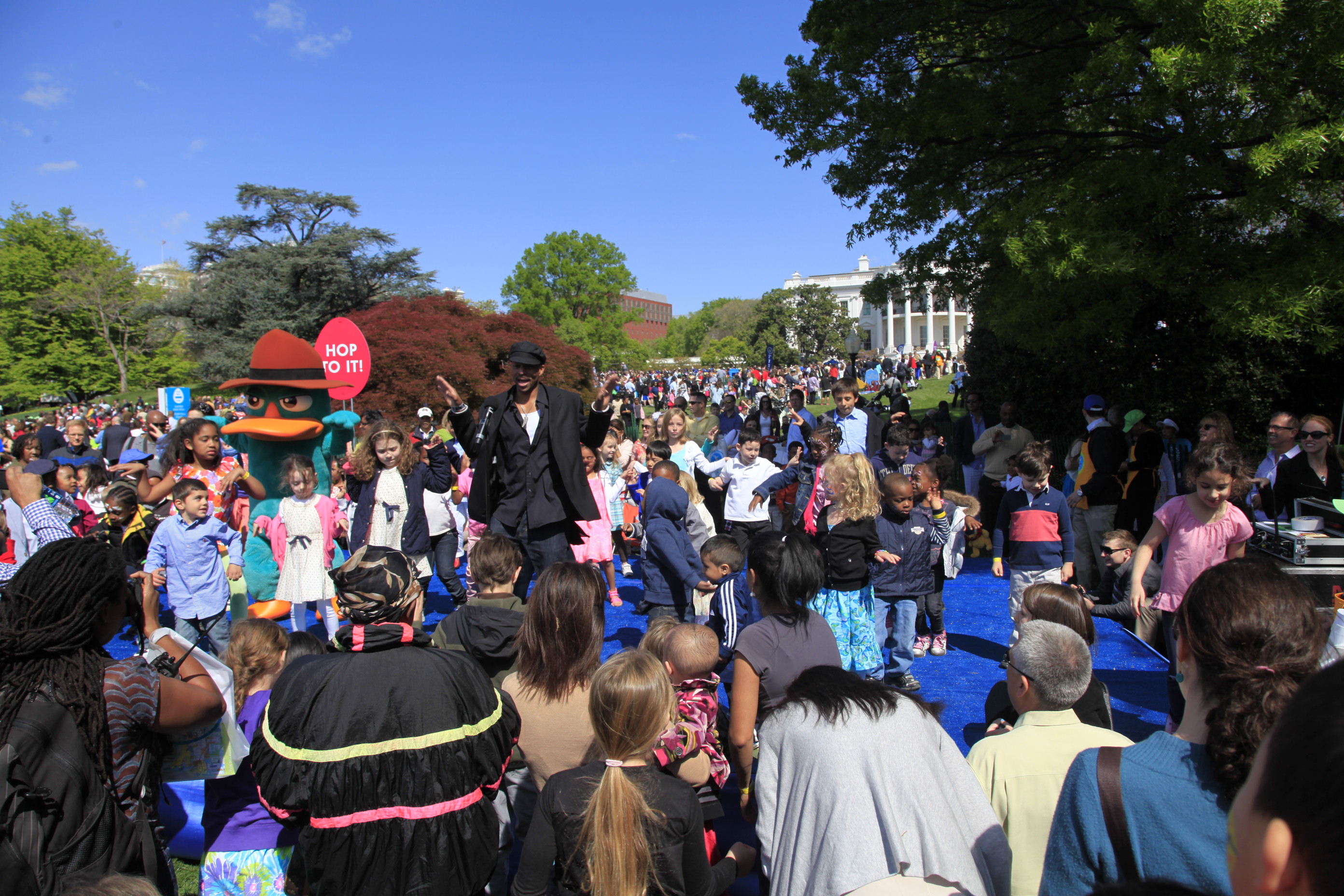 Children participate in a dance party at the 2012 Easter Egg Roll.