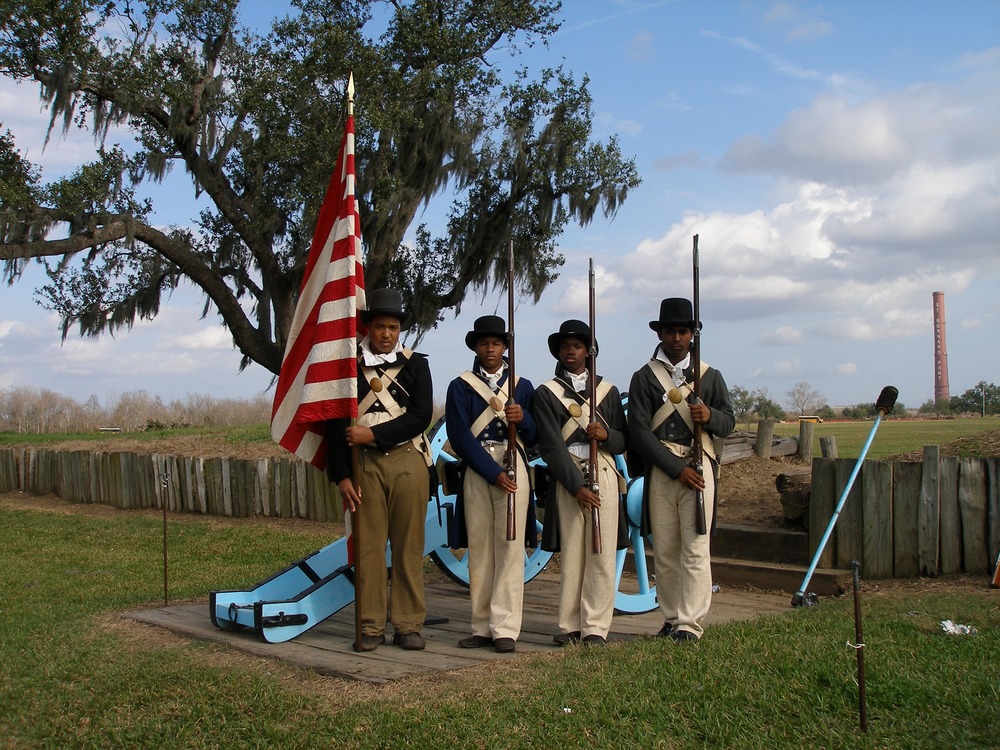 JROTC cadets from McMain High School represent the free men of color battalions