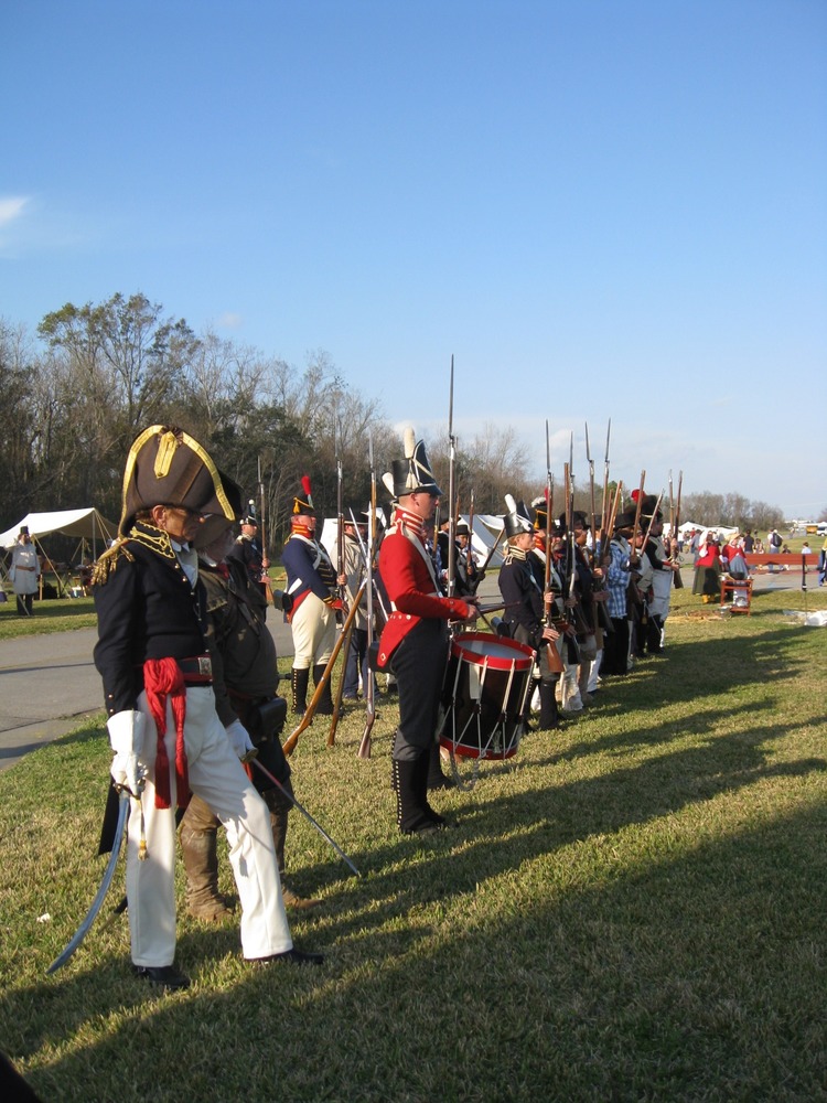 American General Andrew Jackson and his troops stand in formation