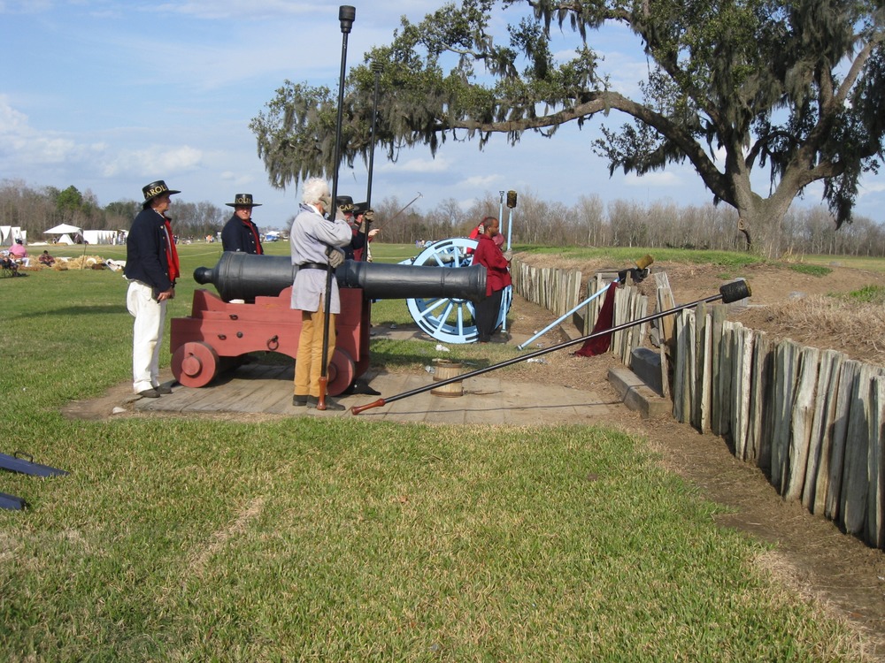 Jean Lafitte's Baratarian pirates and USS Carolina sailors work together to defeat a common enemy