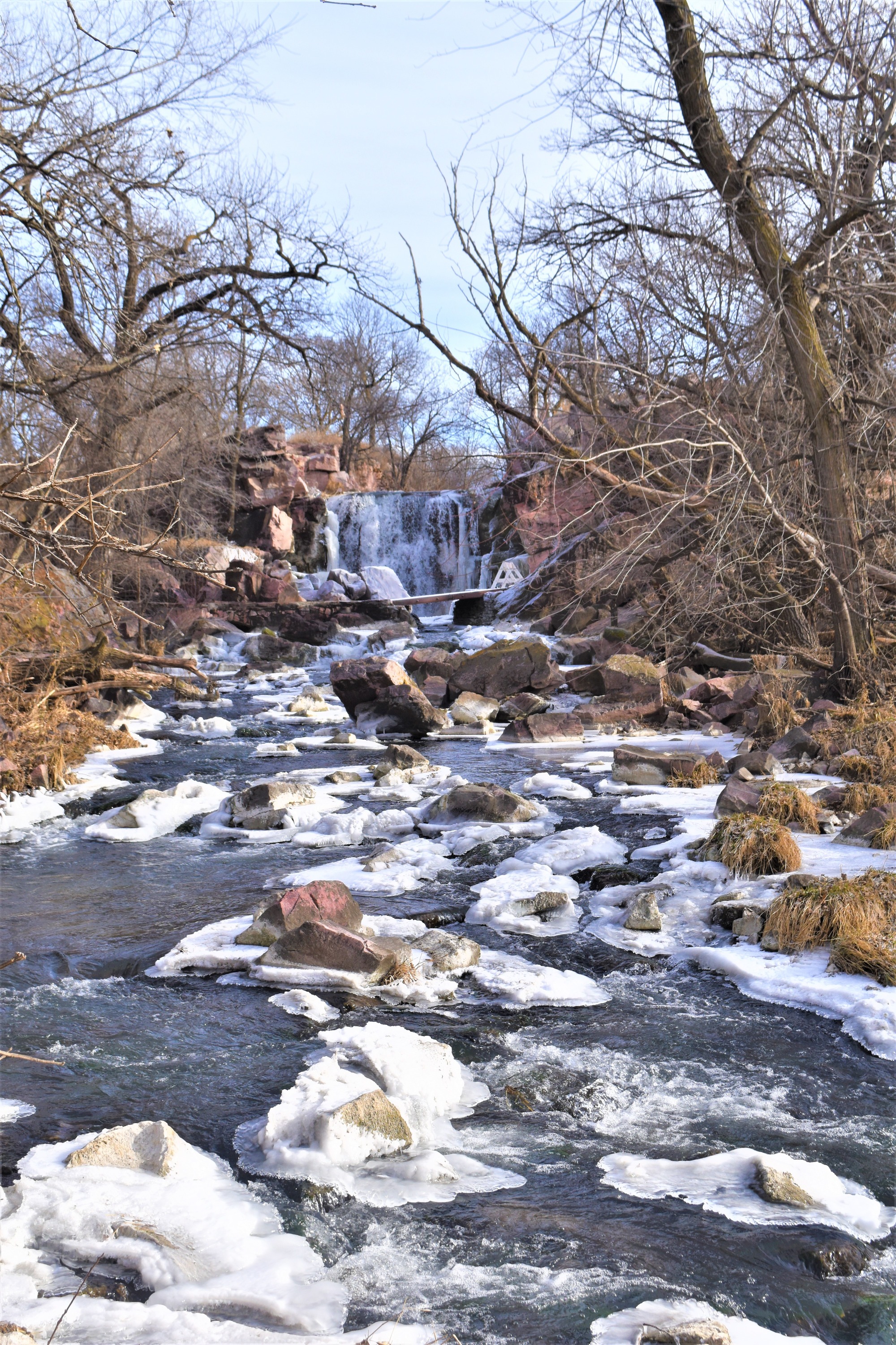 Winnewissa waterfall and Pipestone creek in the winter time.