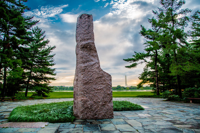 Monolith with view of Washington Monument in the distance 