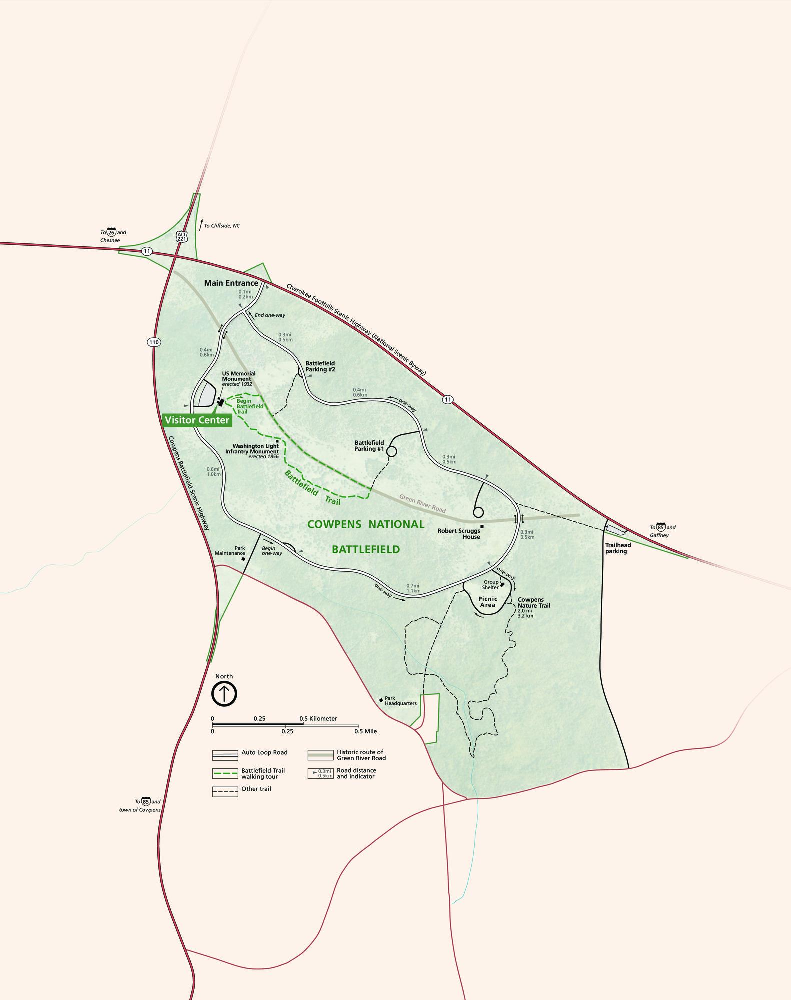 Map Of Cowpens Battlefield | Revolutionary War Sites