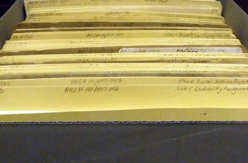 Archival folders in a box