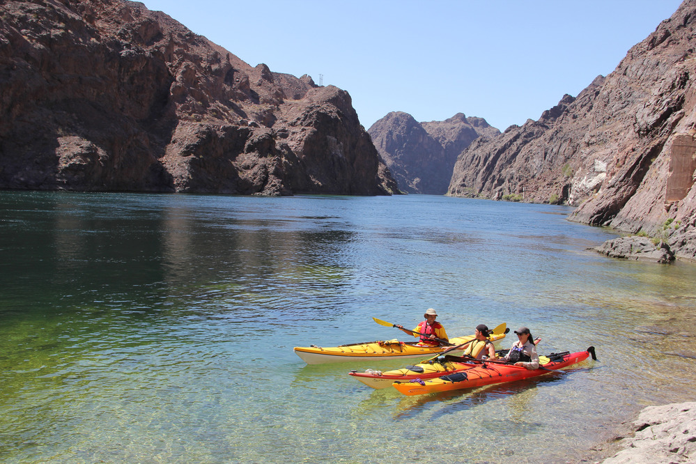 Kayakers in the Black Canyon section of Lake Mead