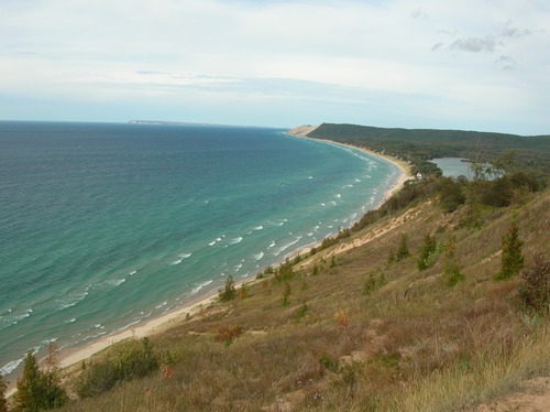 View of Lake MI shoreline from Empire Bluff