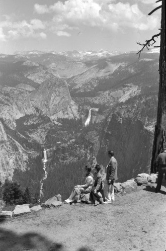 People looking over high country.
