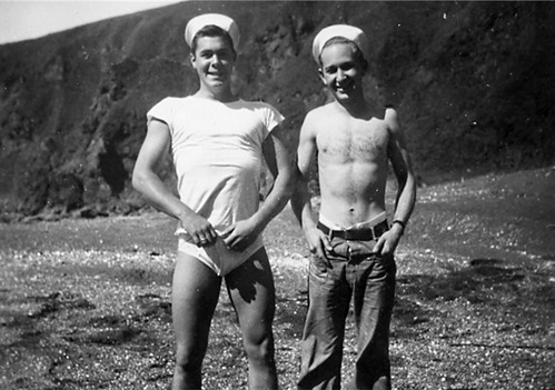 Courtesy of Walter Andersen - "Heavy" Cornwell Jr. and Hans Juhr, Cape Wrangell, Attu Island, Alaska, 1944