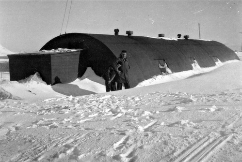 Courtesy of Walter Andersen - Hut 32, Attu Island, Alaska. PeeWee Welch and Andy Andersen