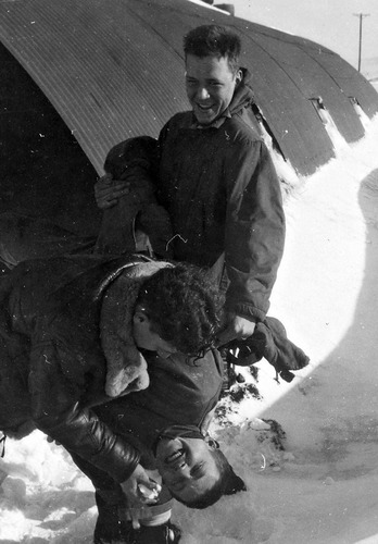 Courtesy of Walter Andersen - Andy Andersen, name unknown, and a man thought to be Jack Parlier, 1944