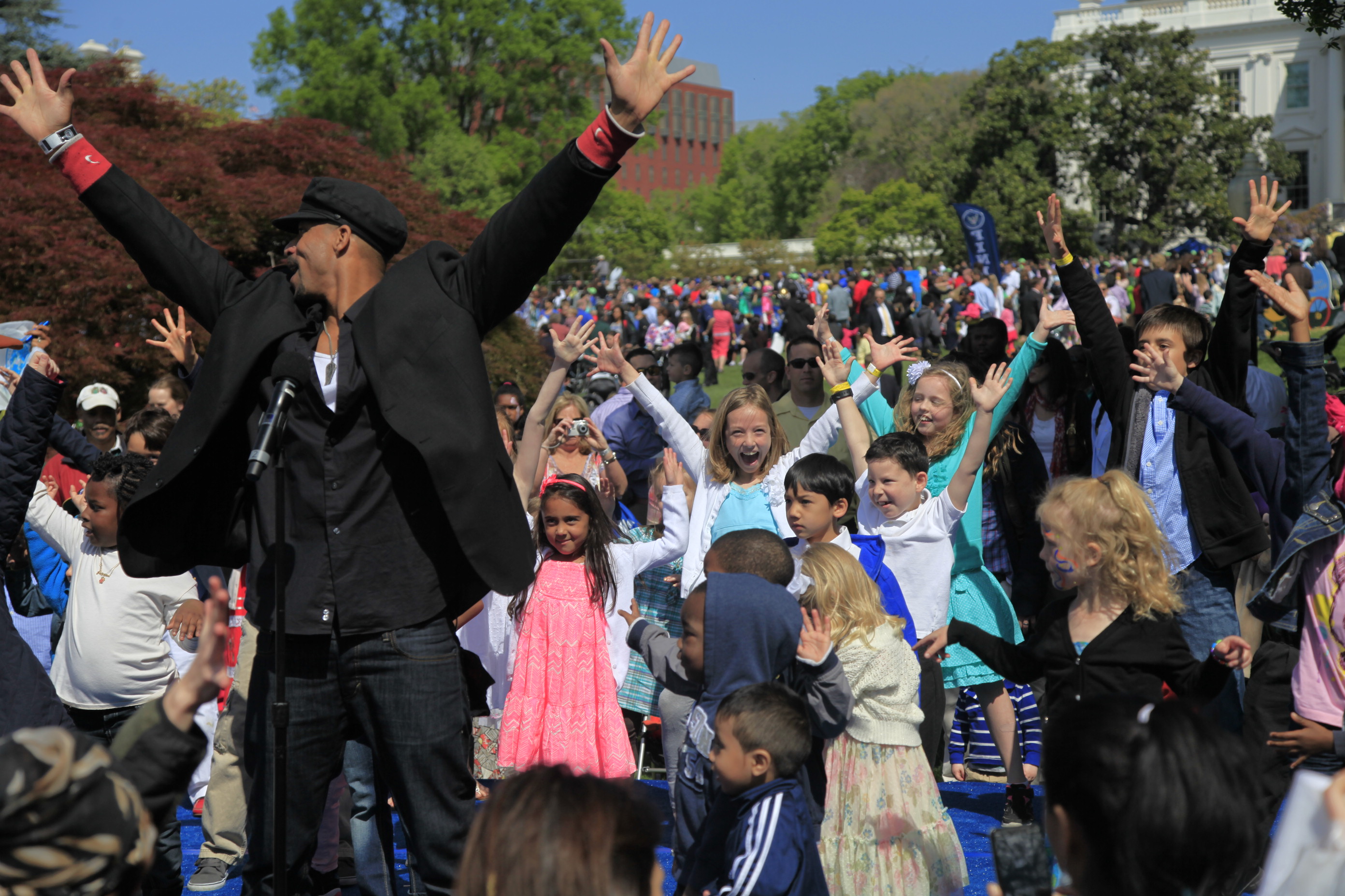 Children participate in a dance party at the 2012 Easter Egg Roll.