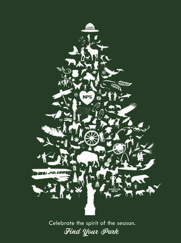 Collage made up of national park symbols