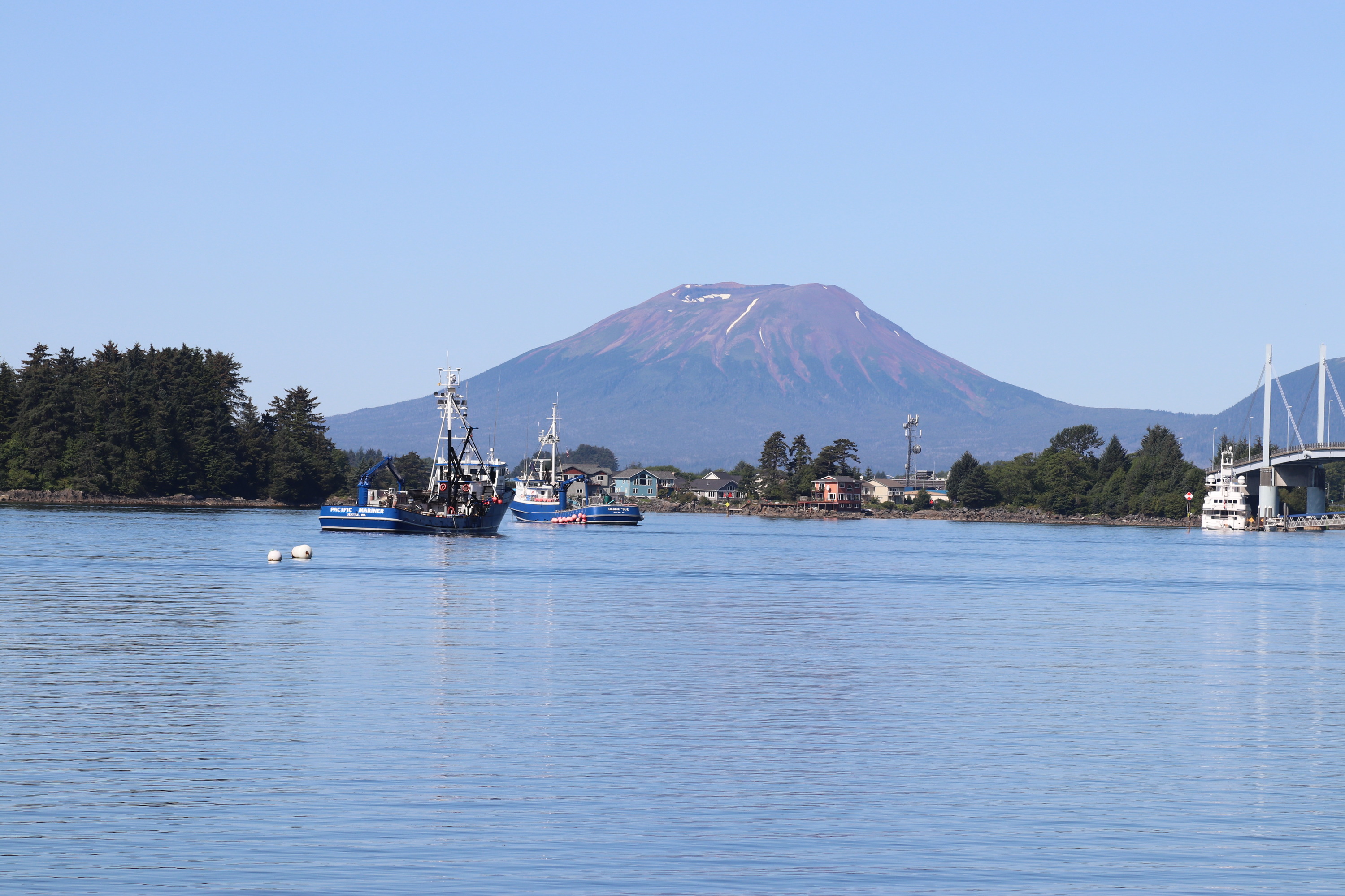 Sitka Sound, Mt. Edgecumbe and John O'Connell Bridge as seen from the park.
