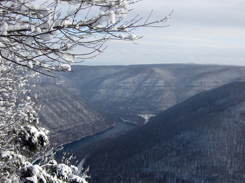 view of gorge with snow