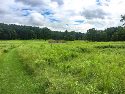 Small wooden fort in a field