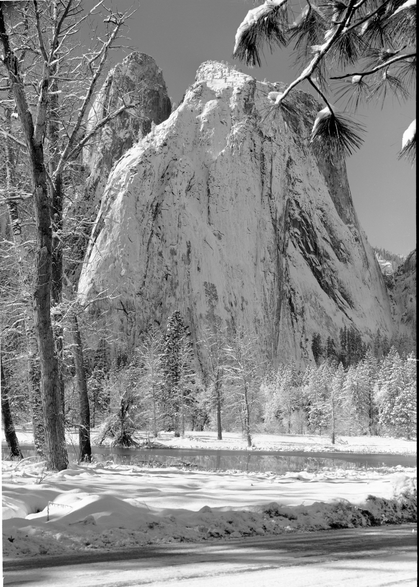 Cathedral Rocks in the snow.