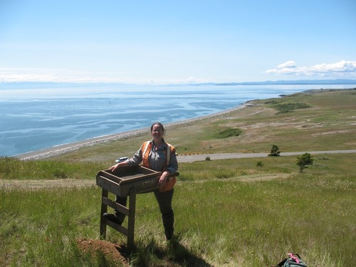 NCRI Archaeologist Beth Horton screens for artifacts at San Juan Island National Historical Park
