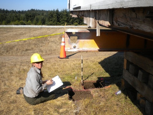 NCRI Archaeologist Cheryl Paddock conducts archaeological test excavations at American Camp in San Juan Island National Historical Park