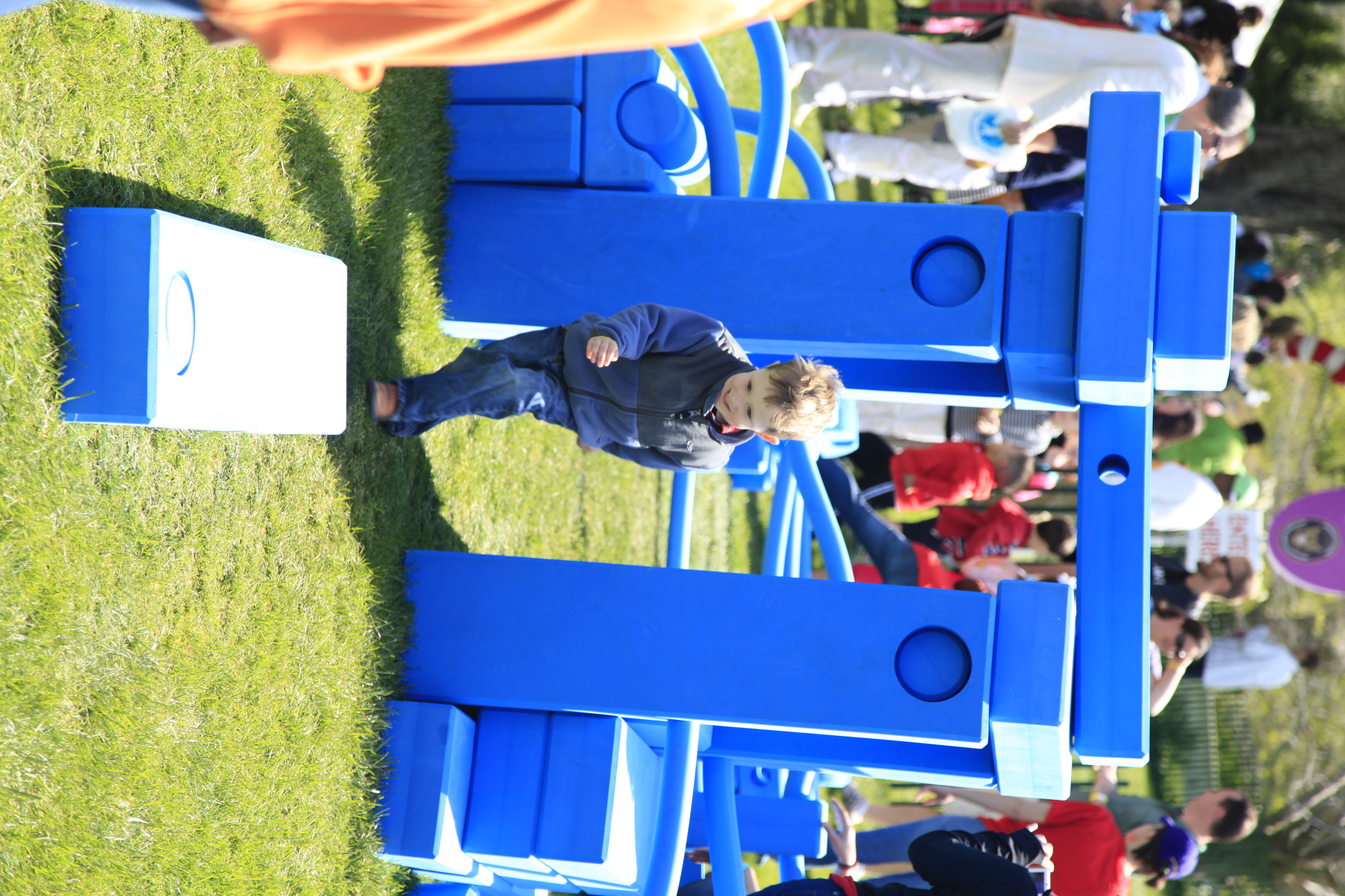 A child plays in the 'Eggtivity' Zone.