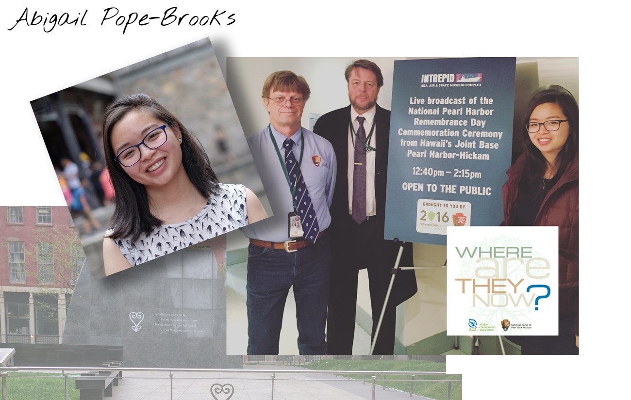 Former NPNH intern Abigail Pope, then and now.