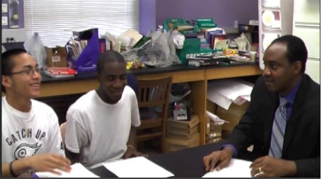 Students interview their science teacher, Christopher Chieh