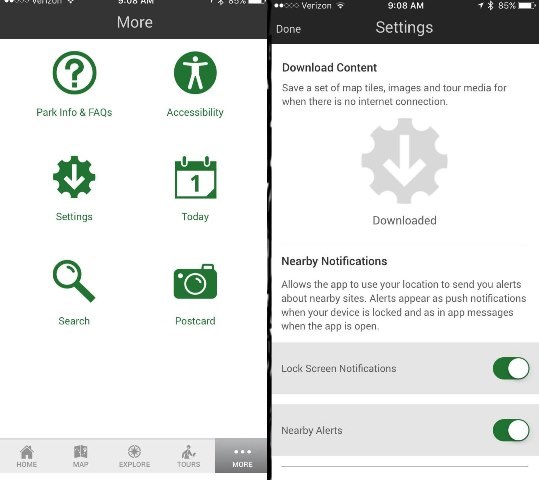 Save data charges and avoid low cellphone connectivity problems by downloading the app AND the content before you visit.