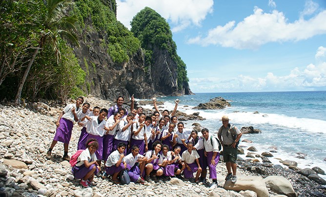 Elementary students at Pola island