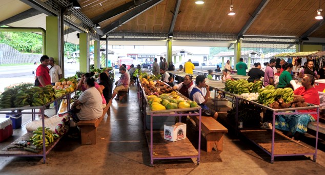 Local market with fresh produce.
