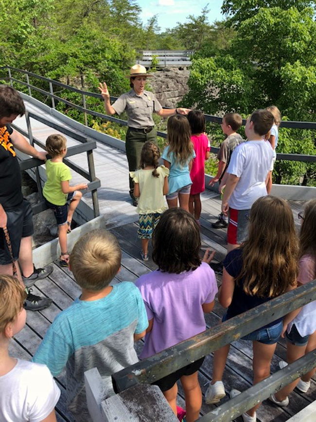 Park Ranger Leading Children's Program Ranger leading Kids Program