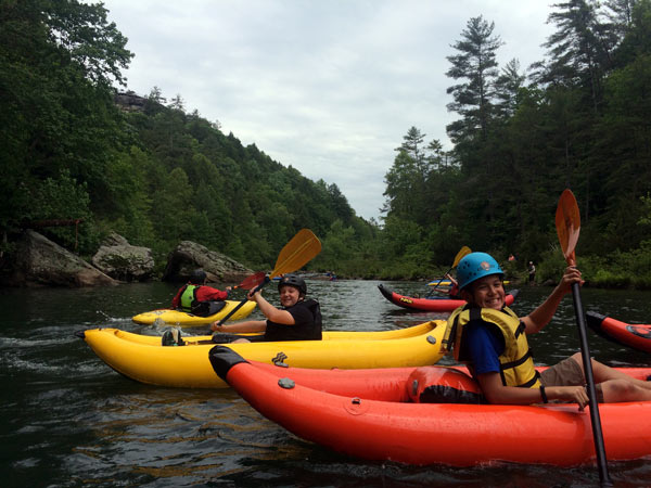 Sixth Grade Students Learning to Kayak