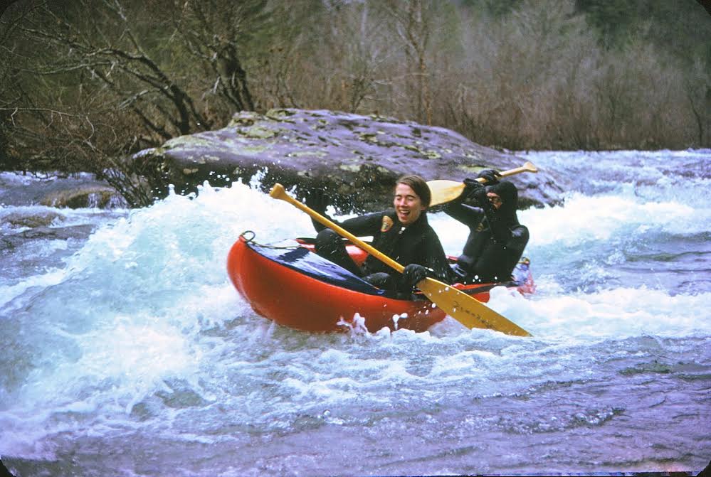 paddlers going through rapid on the Obed River