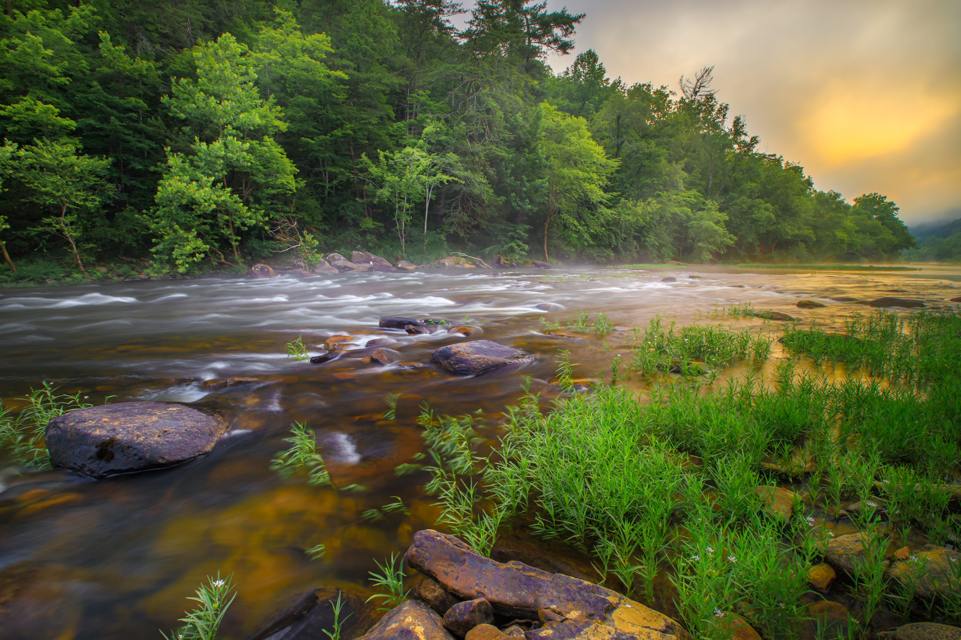 Early morning sunrise over a river