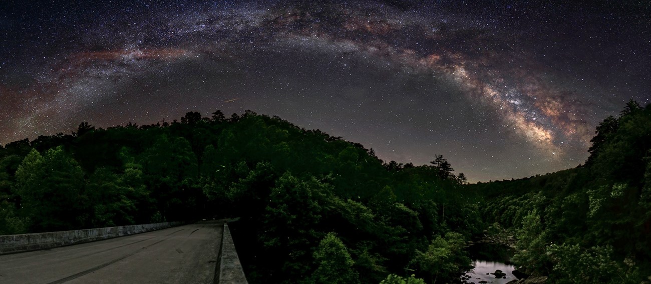 milky way over a bridge