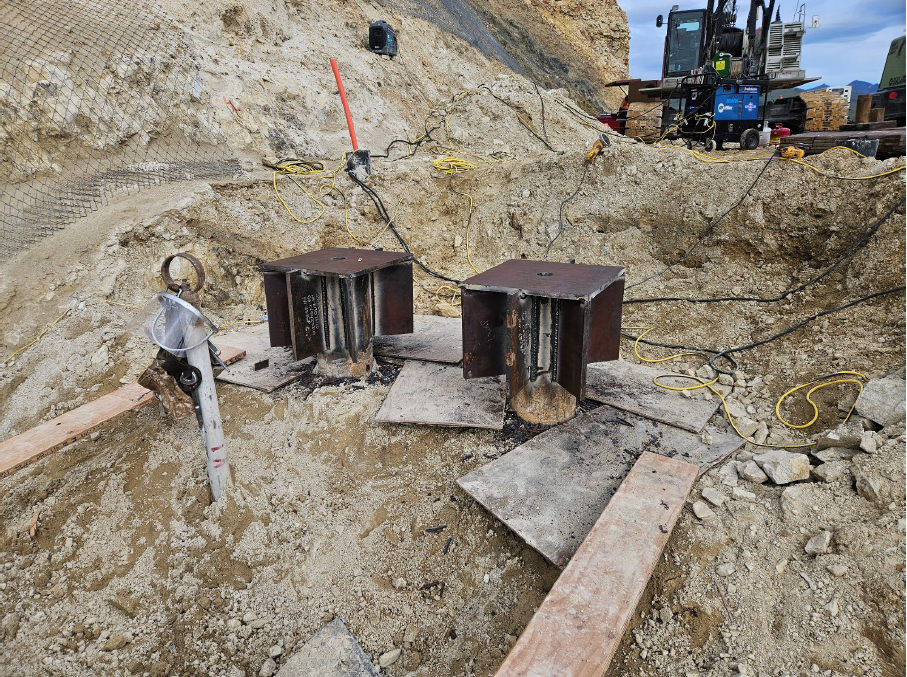 Micropile A metal like micro pile sticking out of the ground.