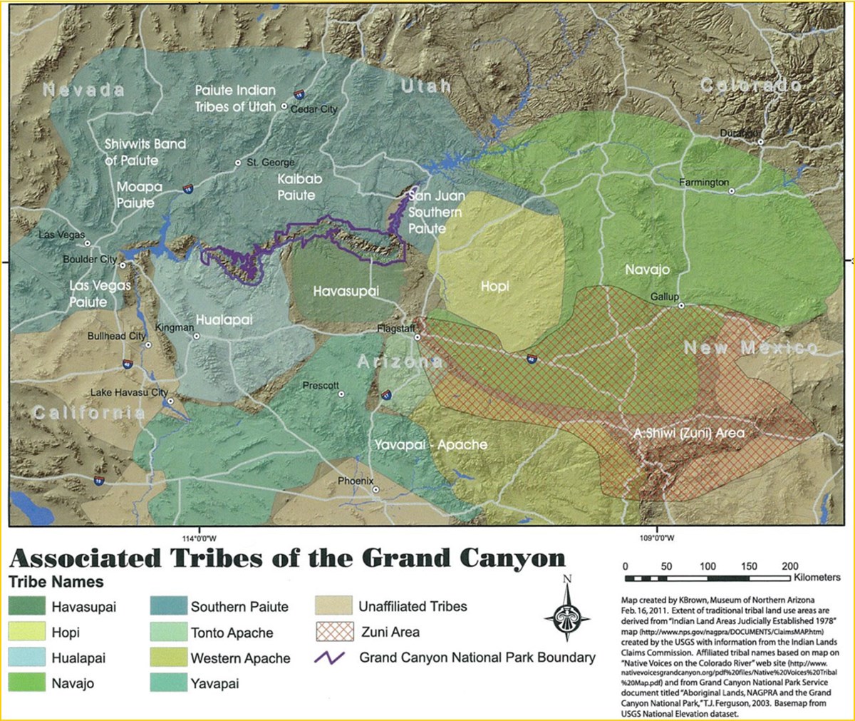 Map showing the associated tribes of the Grand Canyon region