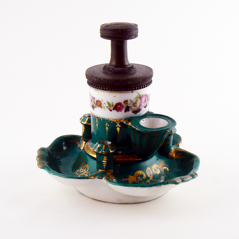 A 19th century French porcelain inkwell owned by Henry Wadsworth Longfellow. A 19th century French porcelain inkwell owned by Henry Wadsworth Longfellow.