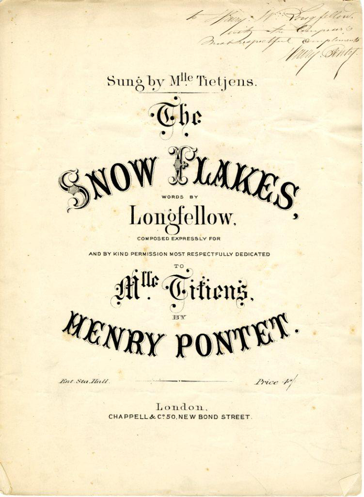 Sheet music of an 1870 musical arrangement of Henry W. Longfellow's poem 