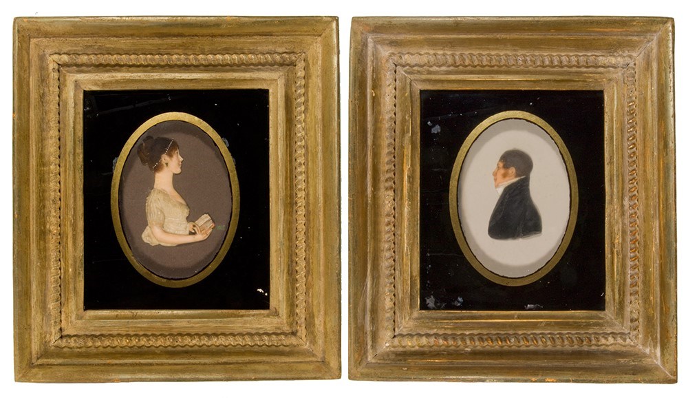 Early 19-century wax portraits of a man and a woman, possibly by John Christian Rauschner.